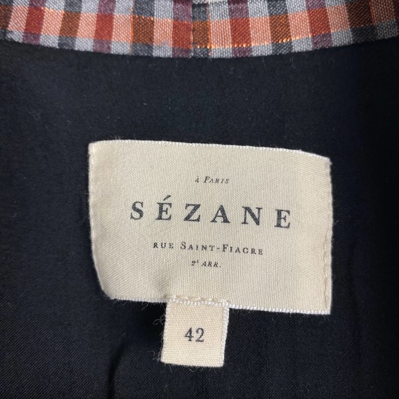 Sezane Selena Dress Lurex Tiles Print Check Tiered Mini Tie Neck Long Sleeve 42 - Picture 3 of 13